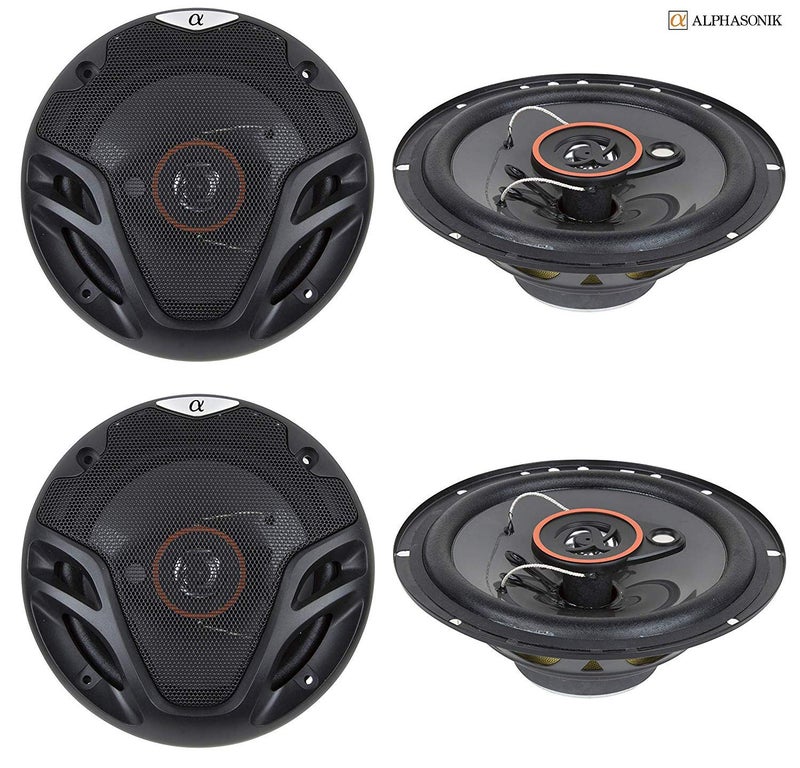 Alphasonik 4 New (2 Pairs) AS26 6.5 inch 350 Watts Max 3-Way Car Audio Full Range Coaxial Speakers with Universal Mounting Holes for Easy Installation and Grills Included - Image 5